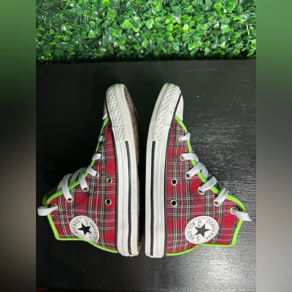 Converse Chuck Taylor All Star Hi Peace On Earth In Plaid Sneakers Size 12 boys - Picture 4 of 9